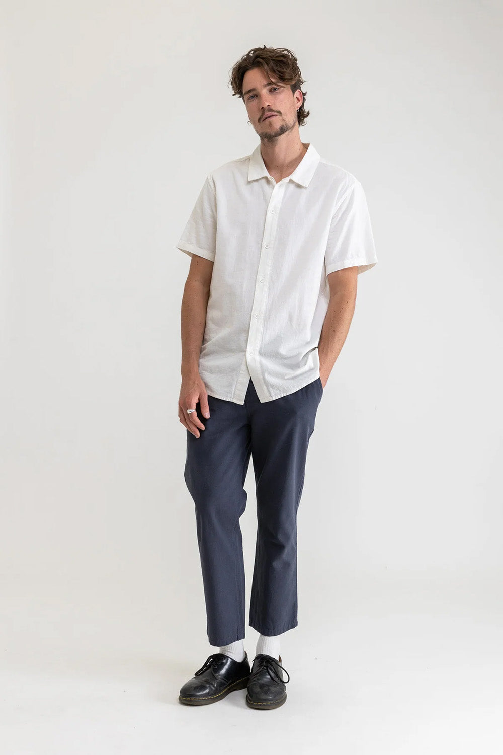 Rhythm - Classic Linen SS Shirt - Vintage White