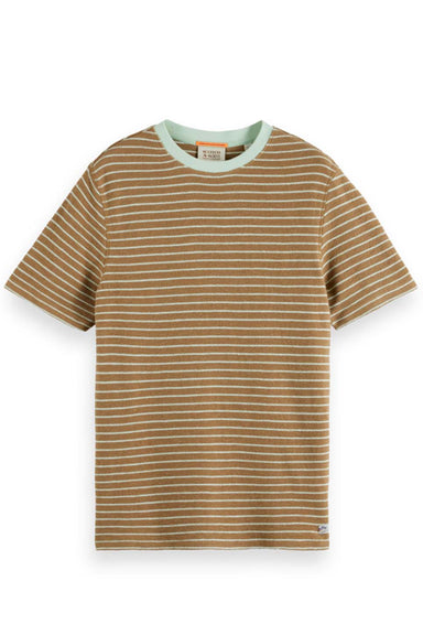 Scotch & Soda - Structured Striped T-Shirt - Taupe/Seafoam - Front