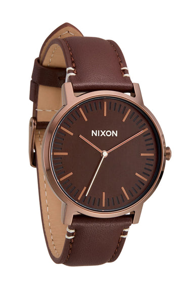 nixon porter leather chocolate dark roast brown profile