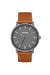 nixon porter leather watch gunmetal charcoal taupe front