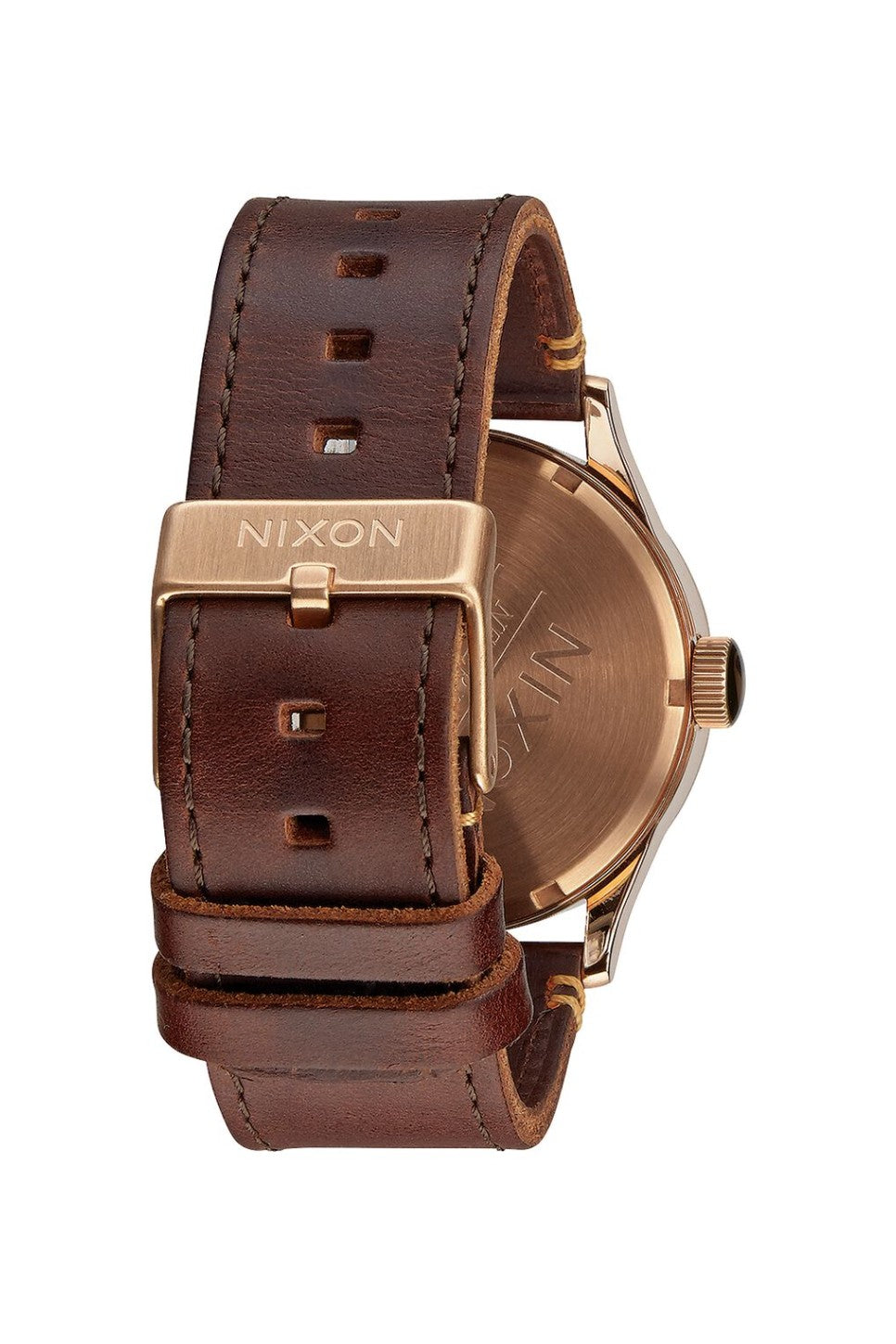 nixon sentry leather rose gold gunmetal back