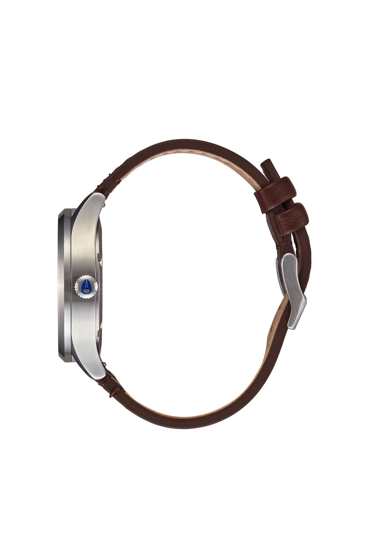 nixon sentry solar leather navy sunray silver side