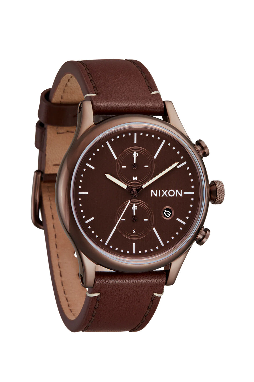 nixon station chrono chocolate cappuccino brown profile