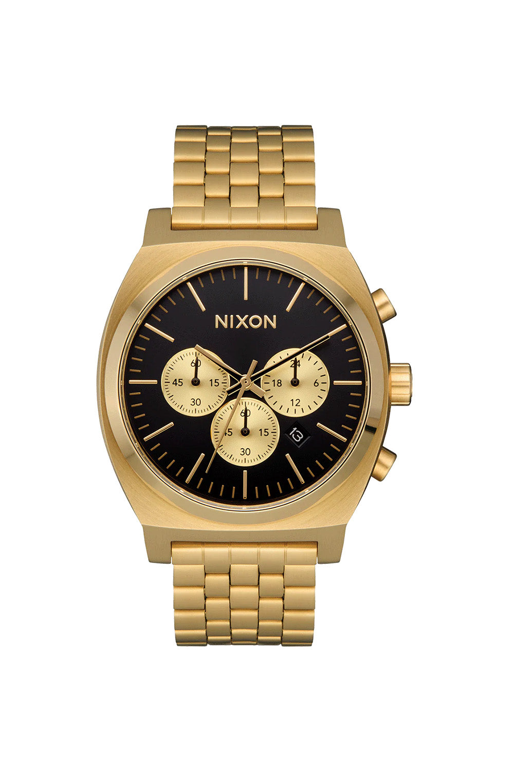 nixon time teller chrono gold black gold front