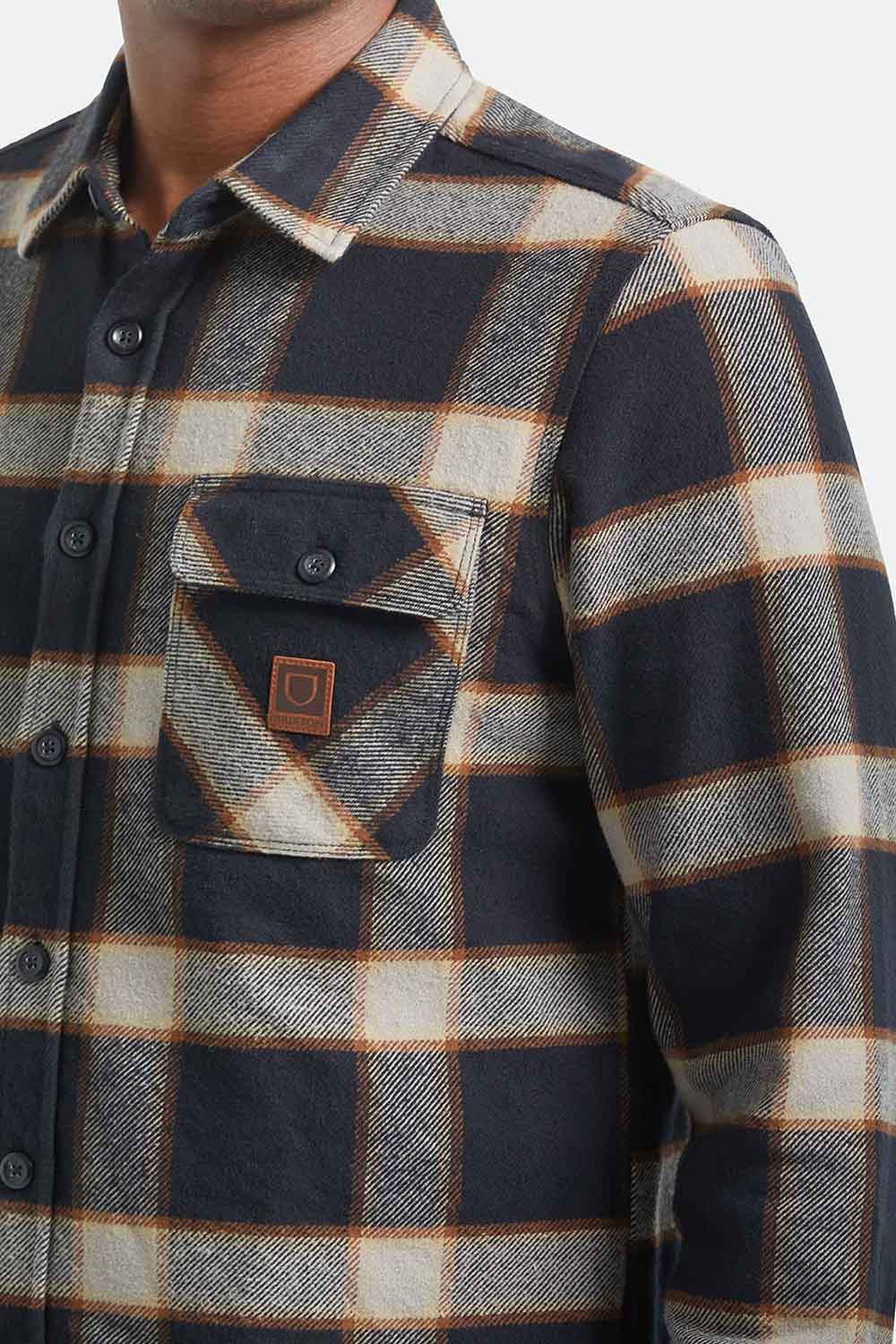 Brixton - Bowery Flannel - Black/Cream - Model Detail
