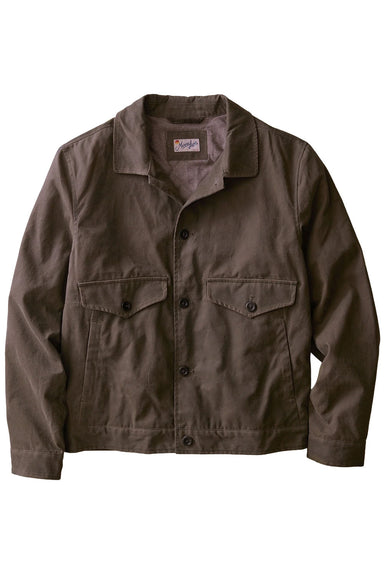 Marine Layer Waxed Trucker Jacket in Olive — Flatlay view