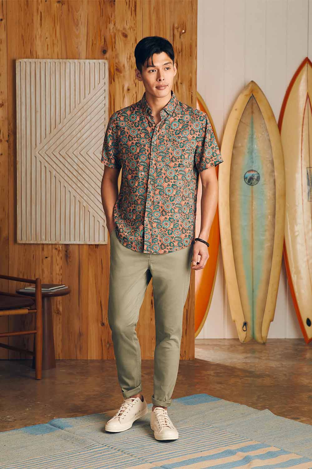 Faherty - SS Breeze Shirt - Rose Turquoise Blossom