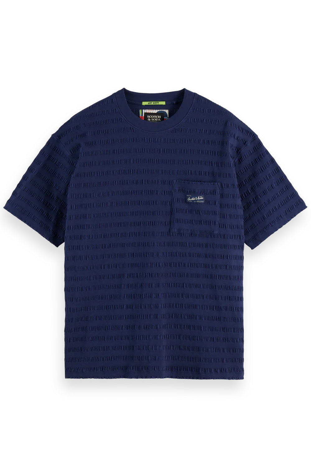Scotch & Soda - Relaxed Textured T-Shirt - Peacoat - Flatlay