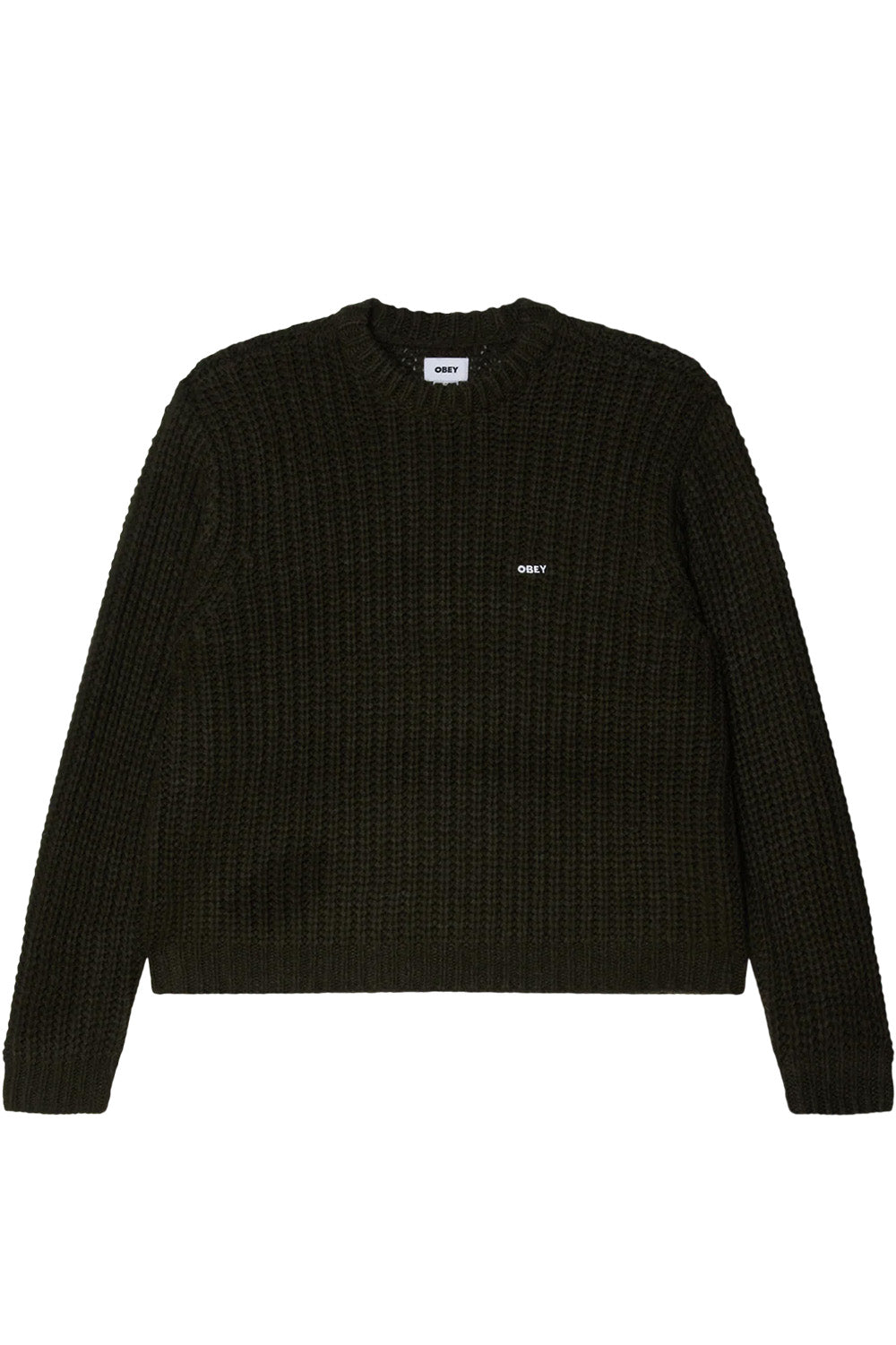 obey bold chunky sweater rosin flatlay