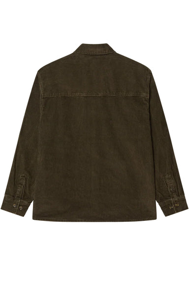 obey buckley cord woven black olive faded wash back