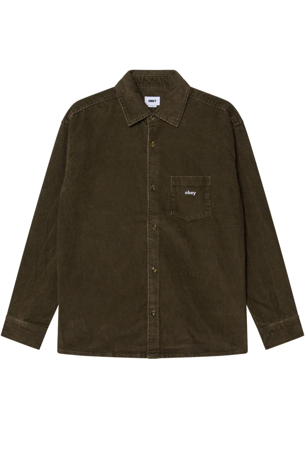 obey buckley cord woven black olive faded wash front