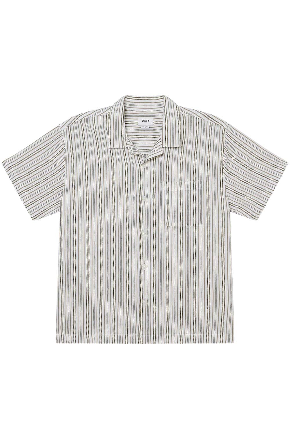 obey evans woven moss green multi front