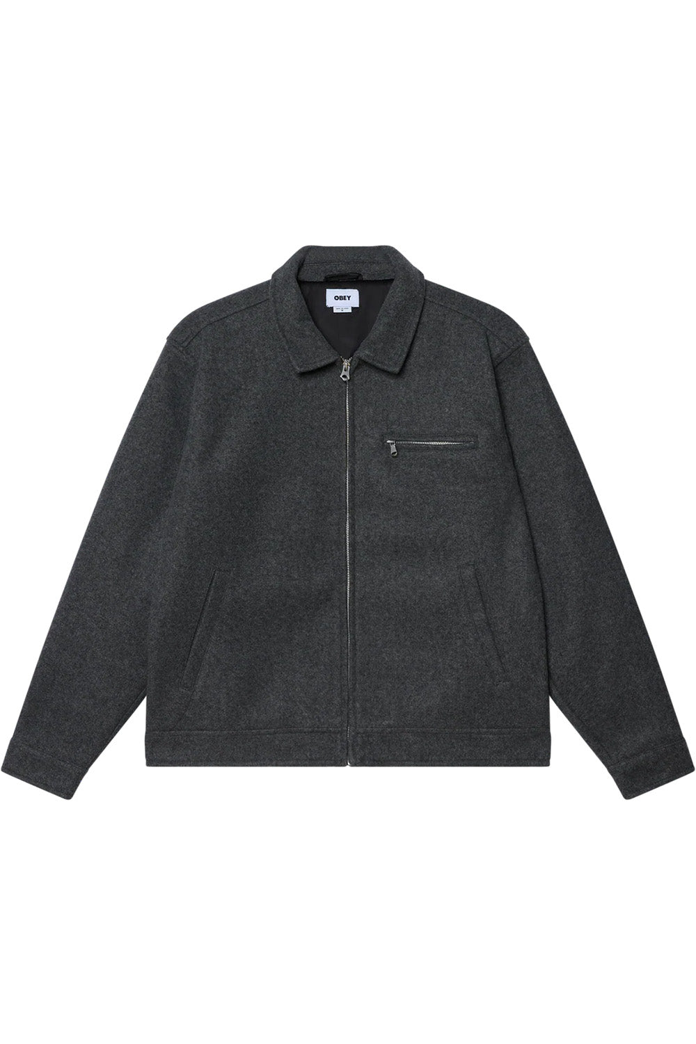 obey lenox zip jacket dark grey melange flatlay