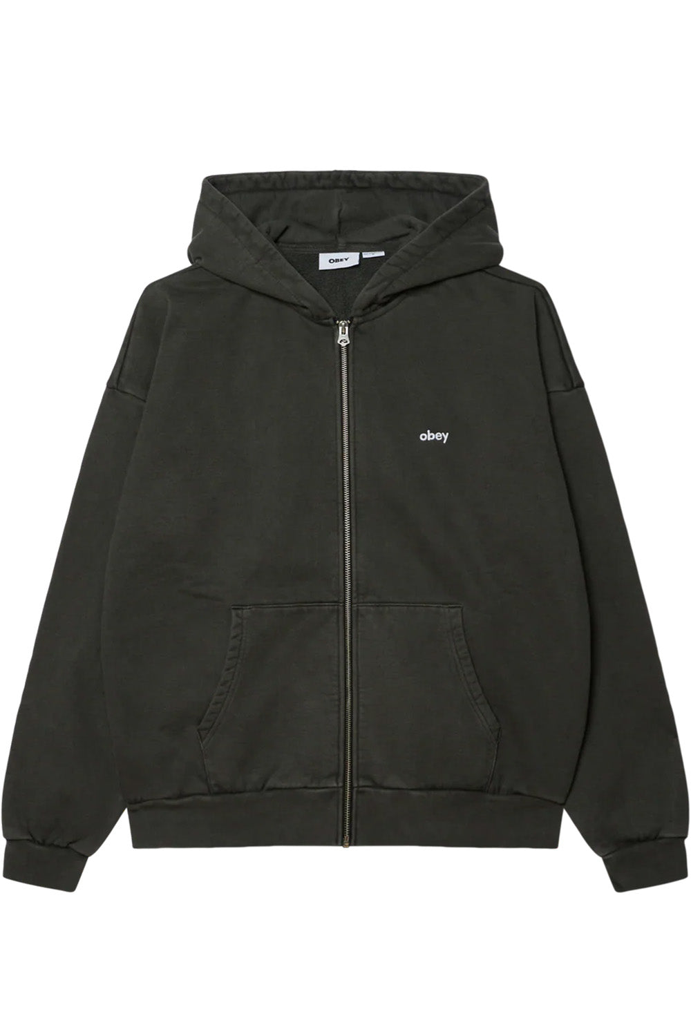 obey lowercase pigment zip hood pirate black front