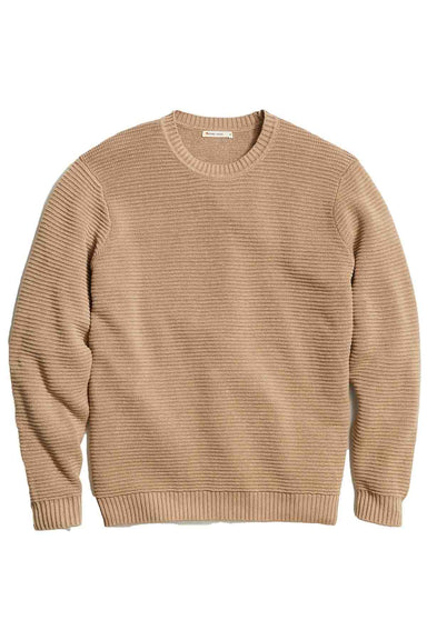 Marine Layer - Garment Dye Crew Sweater - Toasted Coconut - Flatlay
