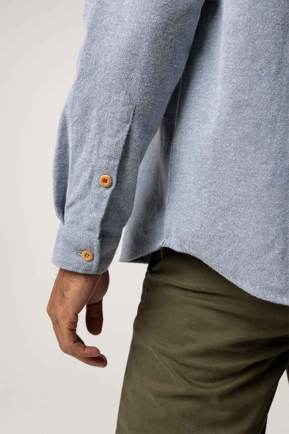 Finisterre - Gylly Shirt - Indigo Dobby - Detail