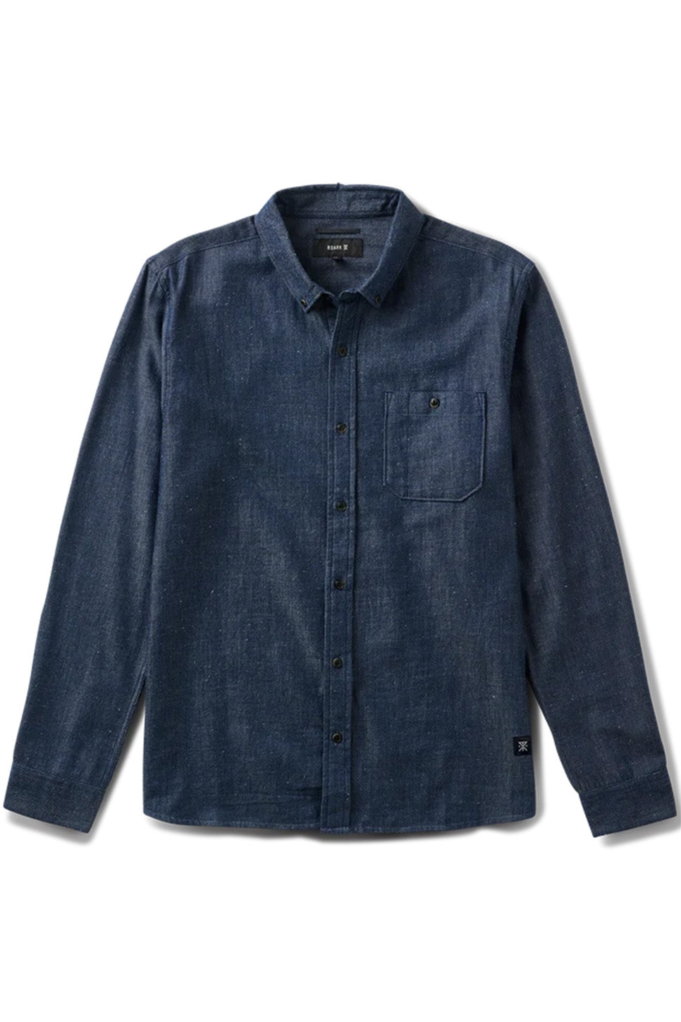 Roark Revival Scholar LS in Mid Indigo — Flatlay view