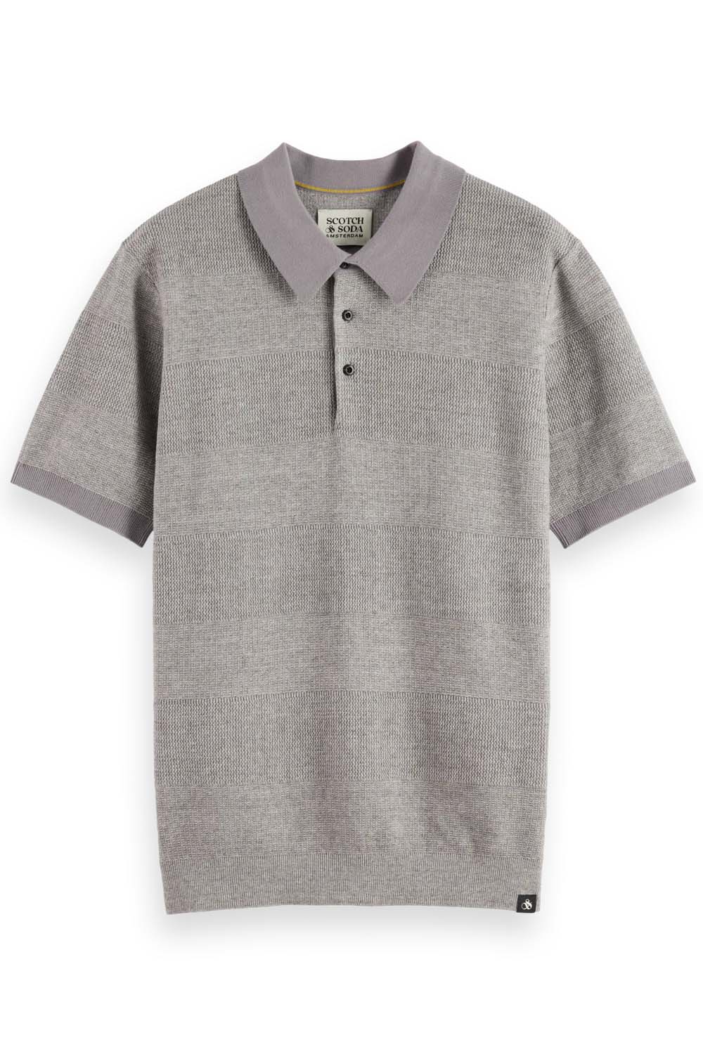 Scotch & Soda - KNITTED STRIPE POLO - Grey Melange - Flatlay