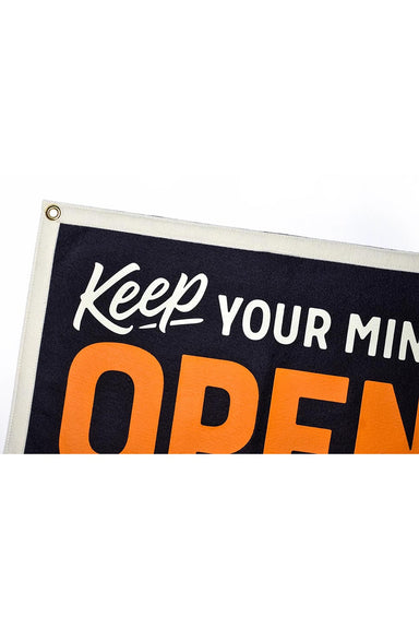 Oxford Pennant - Keep Your Mind Open Flag - Detail View
