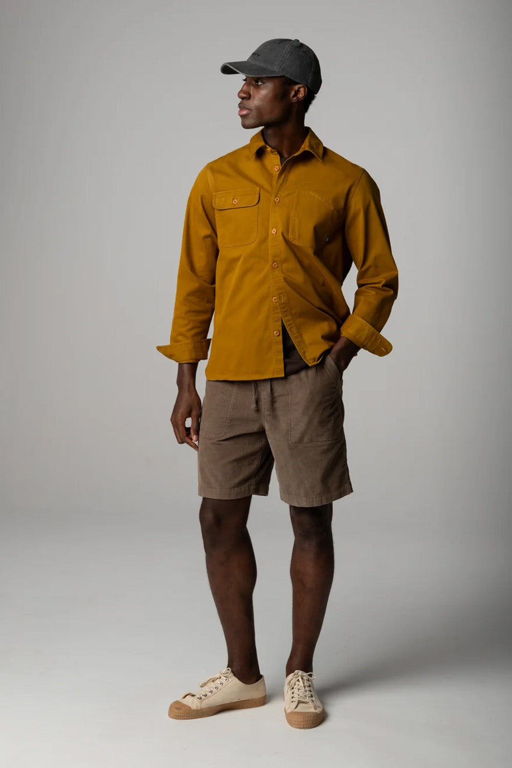 Finisterre - Eddystone Shirt - Burnt Ochre - Model Front