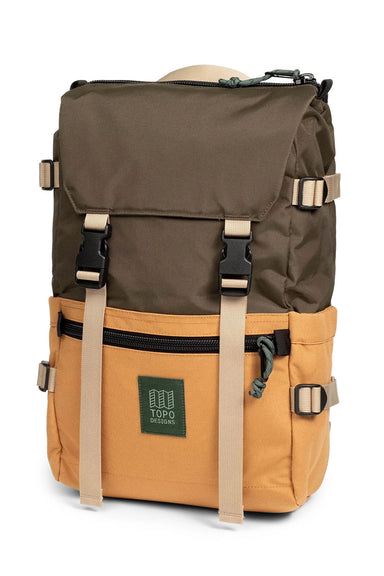Topo Designs Rover Pack Classic in Woodland/Brown Oak — Quarter view