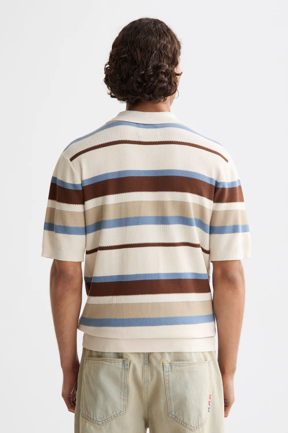 Scotch & Soda - Knitted Stripe Polo - Plaza Taupe Stripe - Back