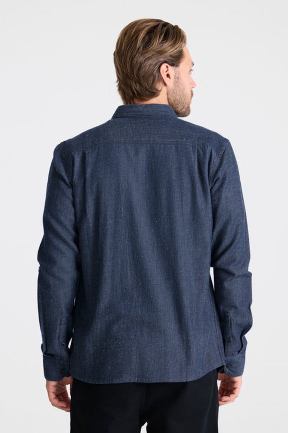 Roark Revival Scholar LS in Mid Indigo — Back view