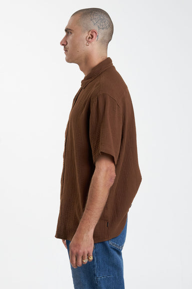 Thrills - Minimal Thrills Seersucker SS - Chestnut - Side