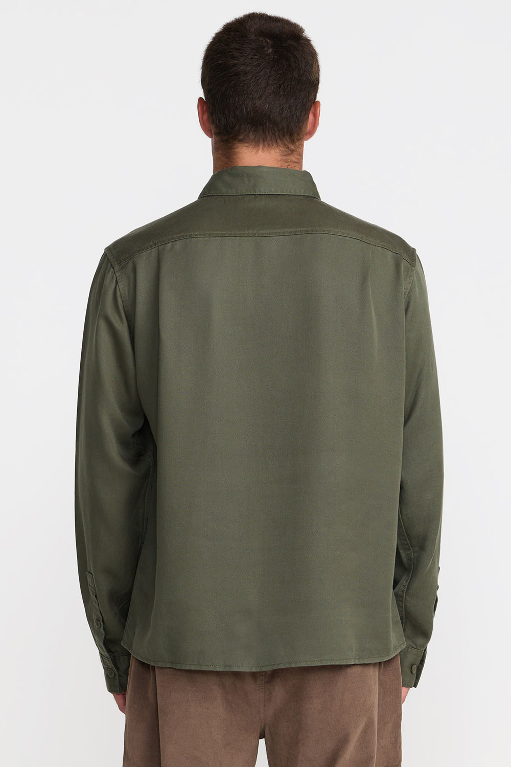RVCA Vacancy Utility Shirt in Fatigue — Back view