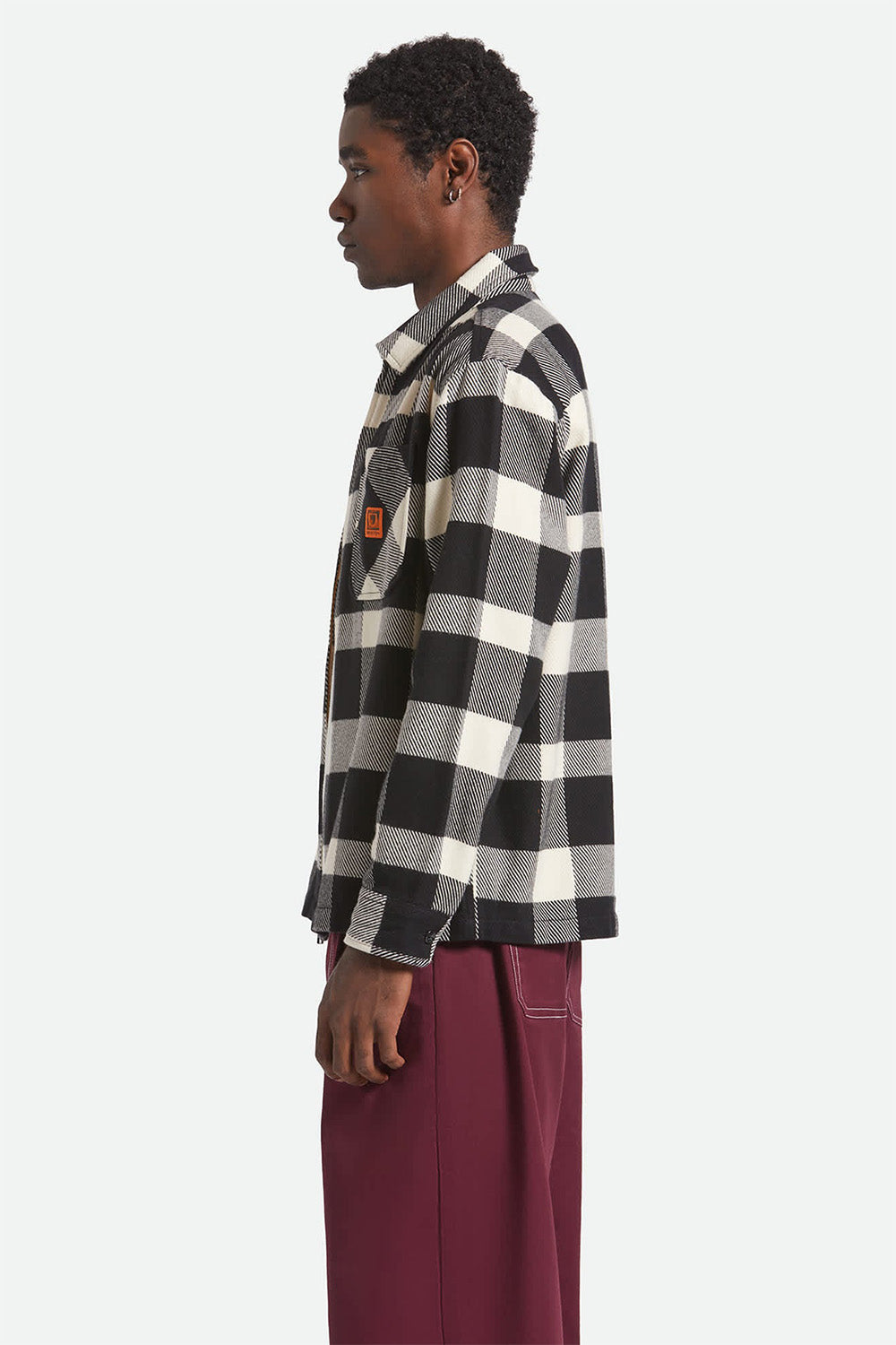 Brixton UNION ZIP FLANNEL Off White/Black Side