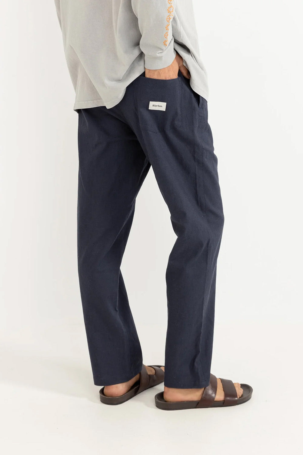 Rhythm - Linen Jam Pant - Navy - Back