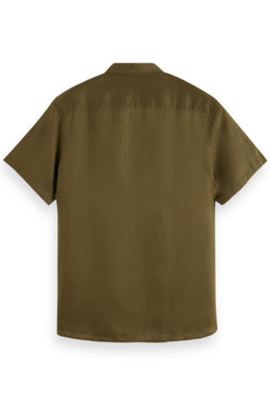 Scotch & Soda - Short Sleeve Linen Shirt - Algae - Back