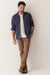 Marine Layer Pacifica Overshirt in Navy Railroad Stripe — Lifestyle view