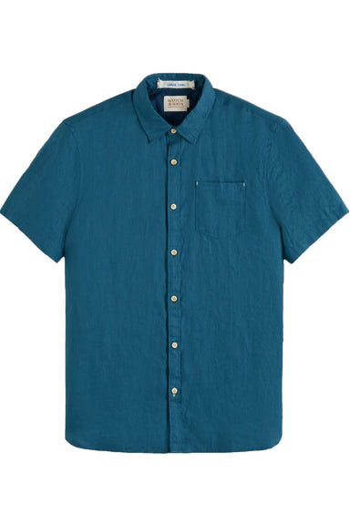 Scotch & Soda - Short Sleeve Linen Shirt - Harbour Teal - Front