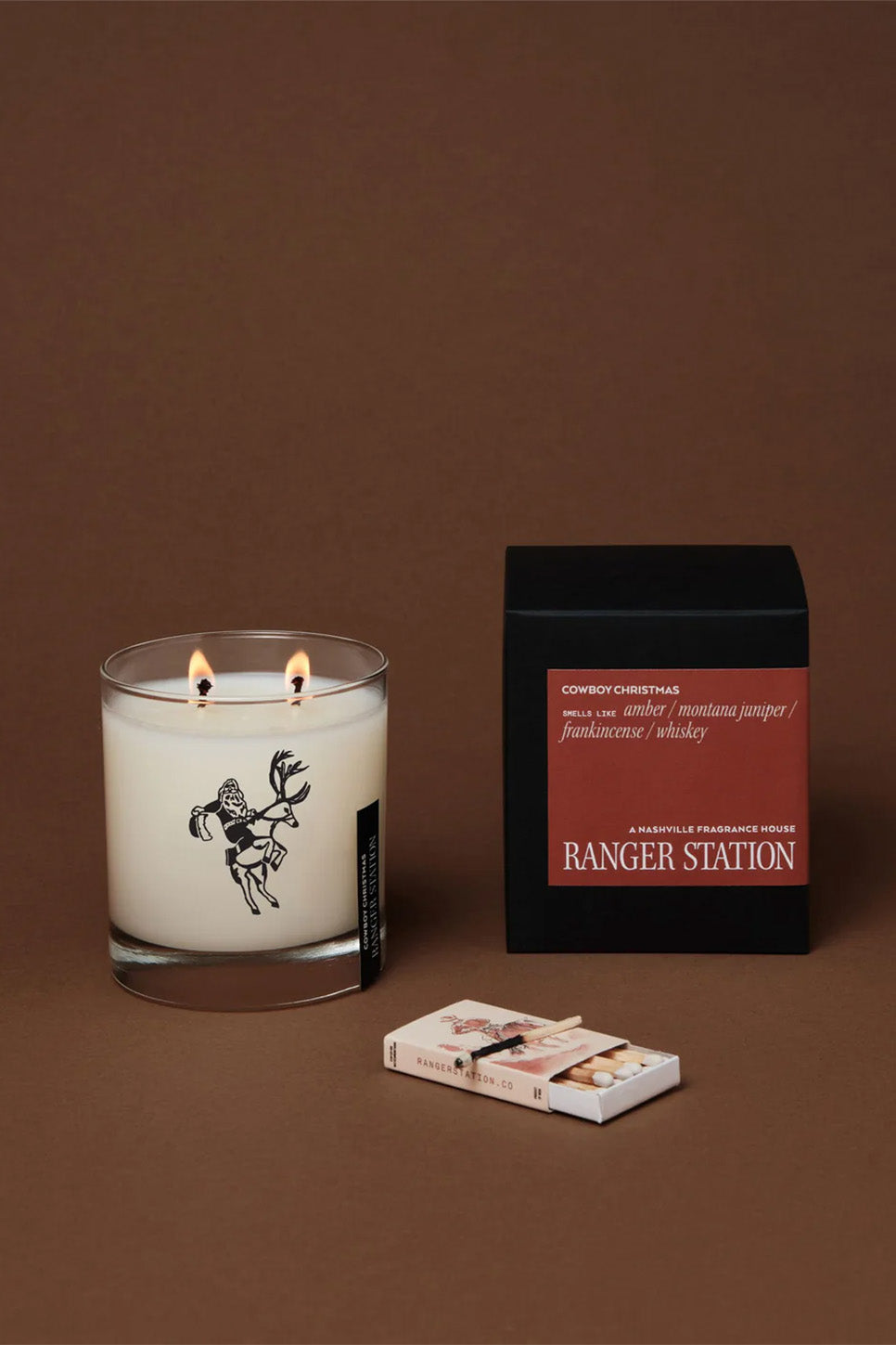 ranger station cowboy christmas candle package