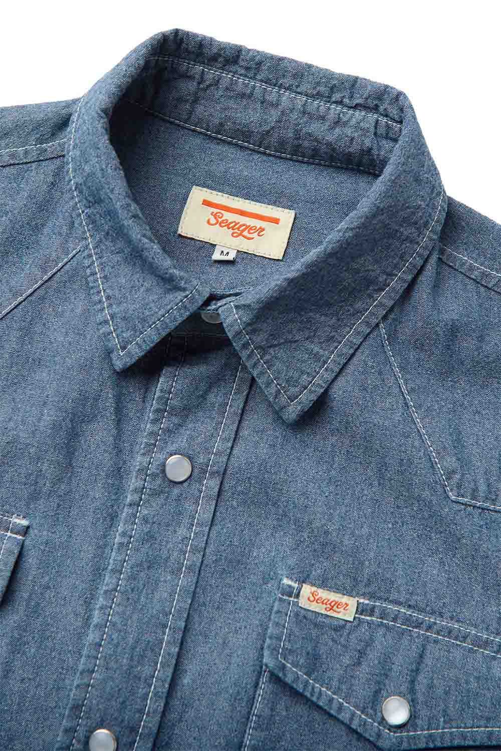 Seager - Reagan Pearl Snap - Light Used Wash - Collar