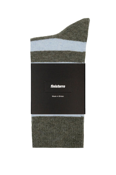 Finisterre - CLASSIC STRIPED SOCK Olive/Winter Sky - Package