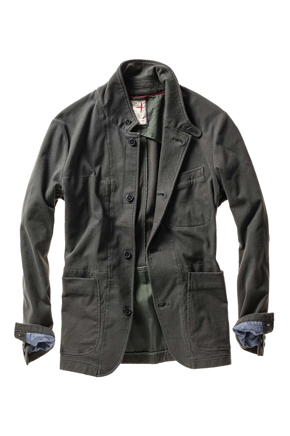 relwen moleskin trap blazer char loden front 