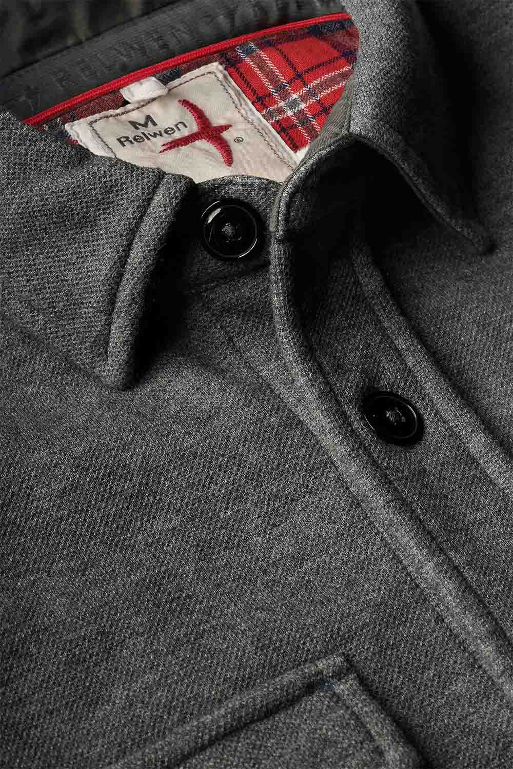 relwen pique fleece workshirt dark grey detail