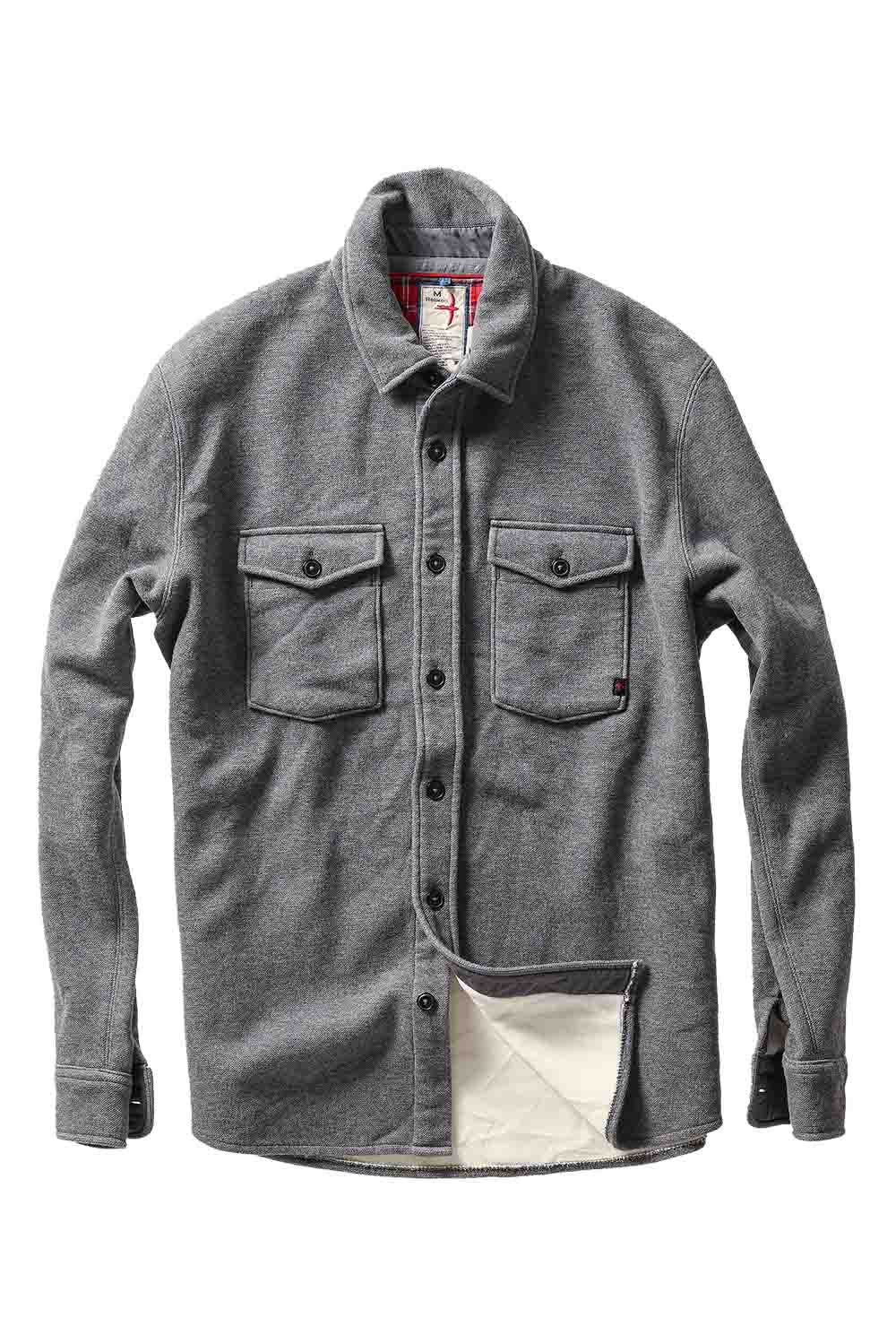 relwen pique fleece workshirt dark grey front