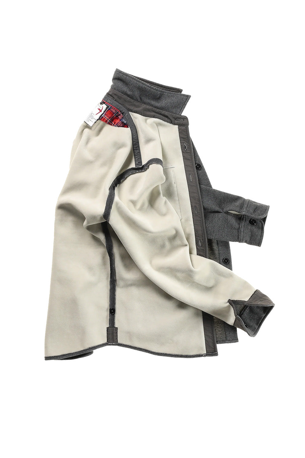 relwen pique fleece workshirt dark grey inside