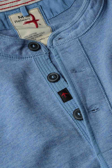 relwen ringspun henley french blue heather detail