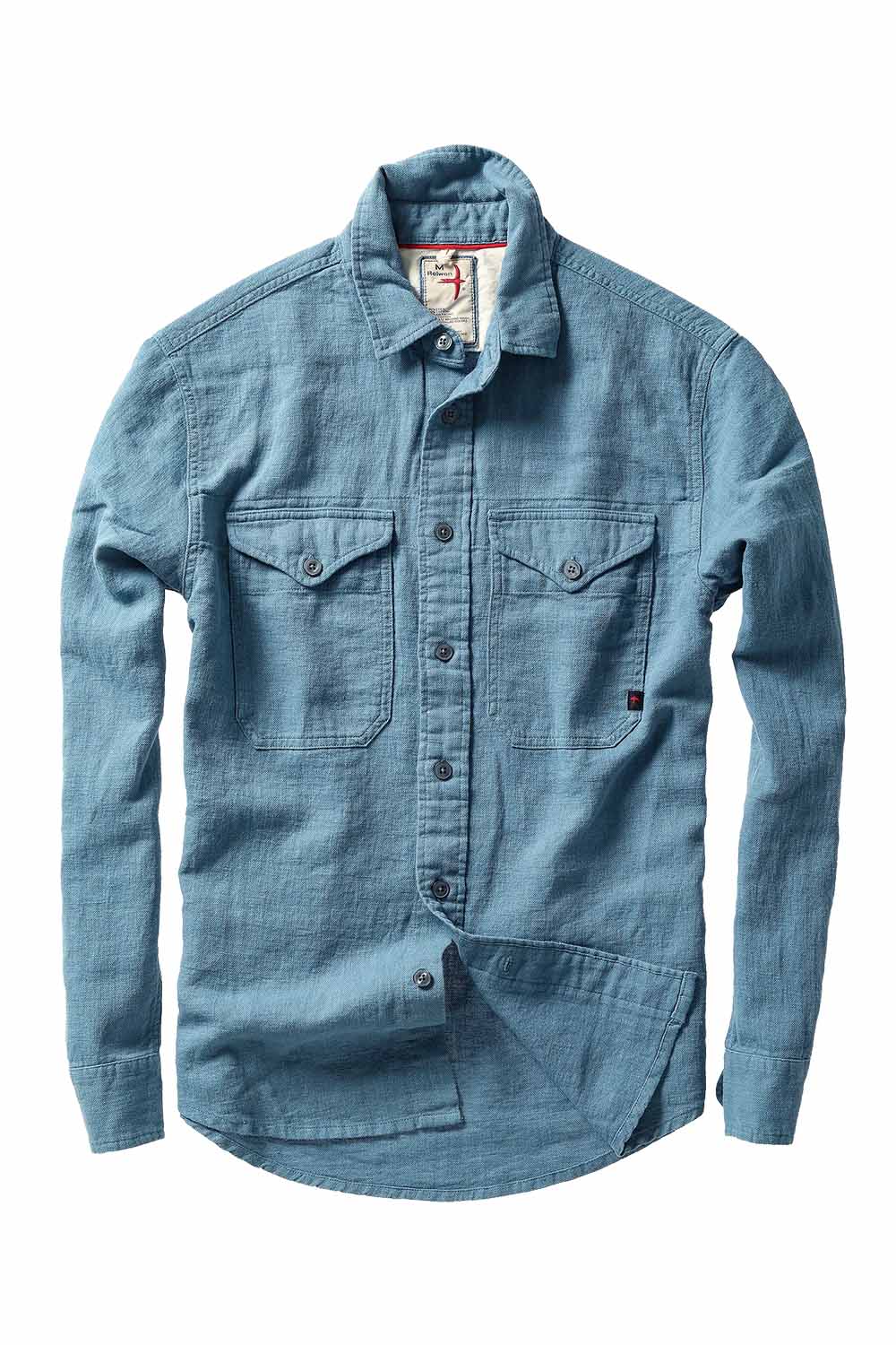 relwen slub linen workshirt marine fade