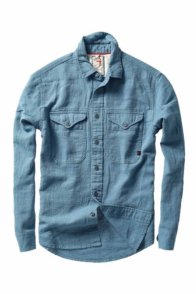 relwen slub linen workshirt marine fade