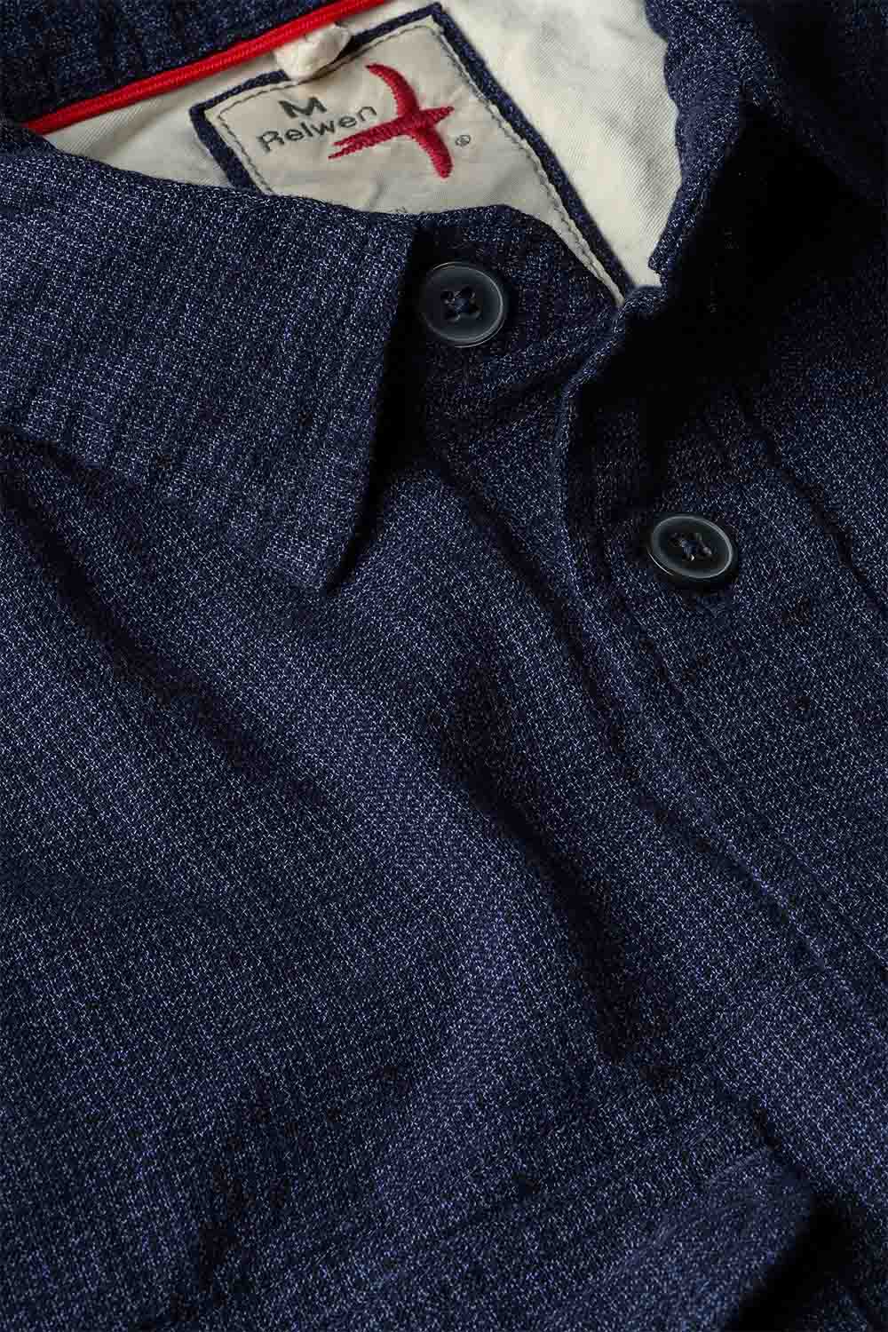 relwen windsail workshirt dk indigo houndstooth detail