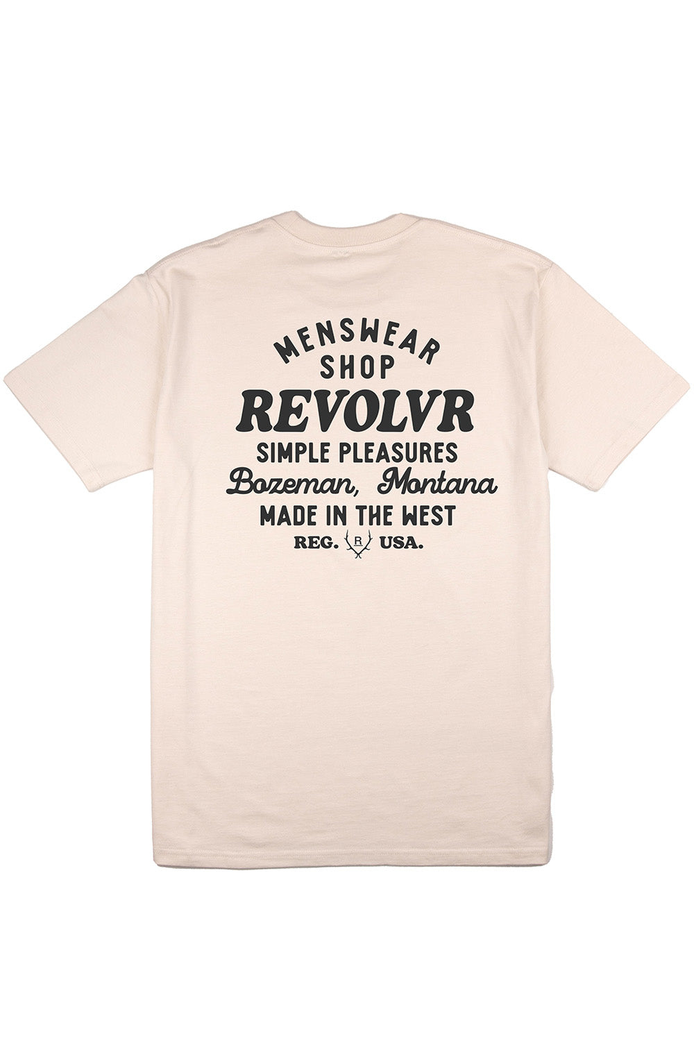 revolvr bozeman shop tee ecru charcoal back
