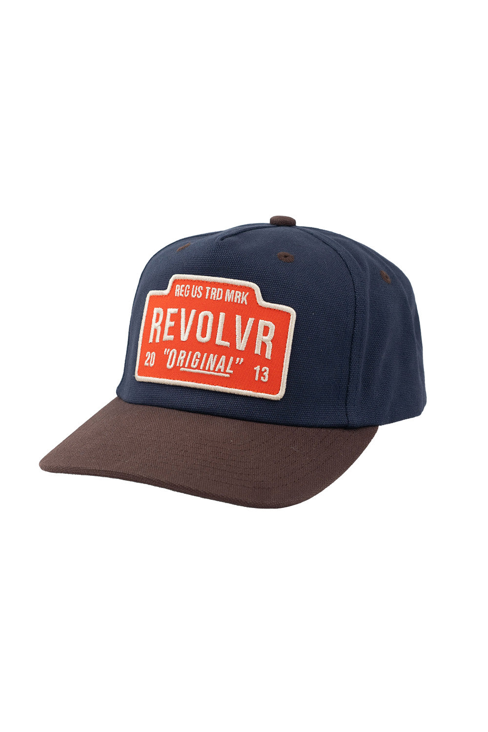 REVOLVR Bravo Hat in Navy — Quarter view