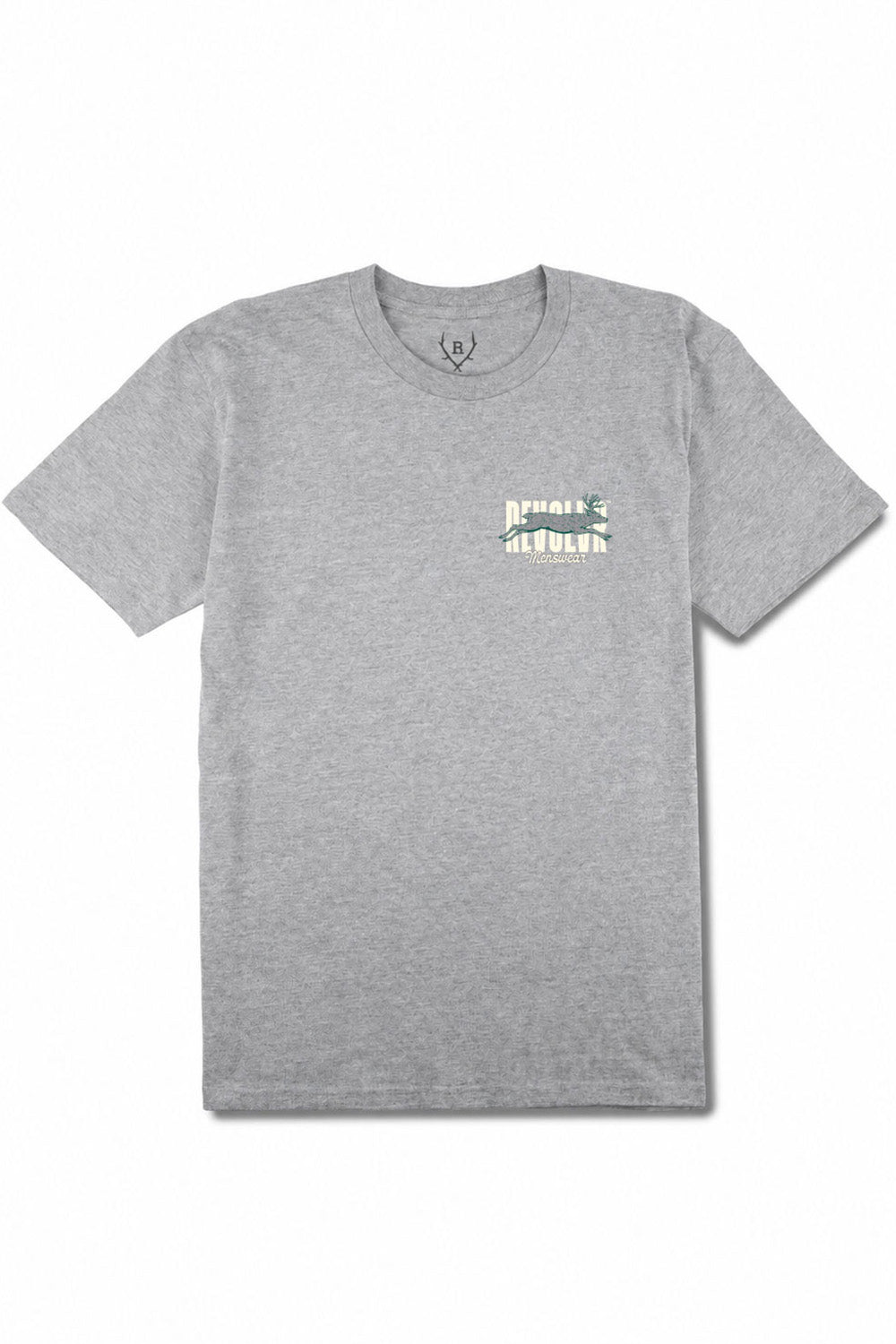 REVOLVR Buck Hunter Tee in Athletic Grey — Front view