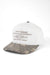 REVOLVR Deadwood Blocked Hat in Cream/Camo — Quarter view