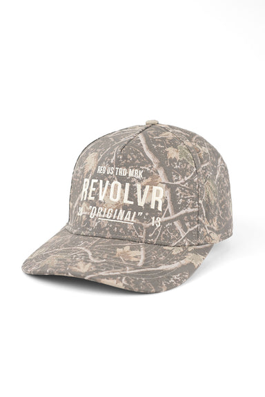 REVOLVR Deadwood Hat in Camo — Quarter view